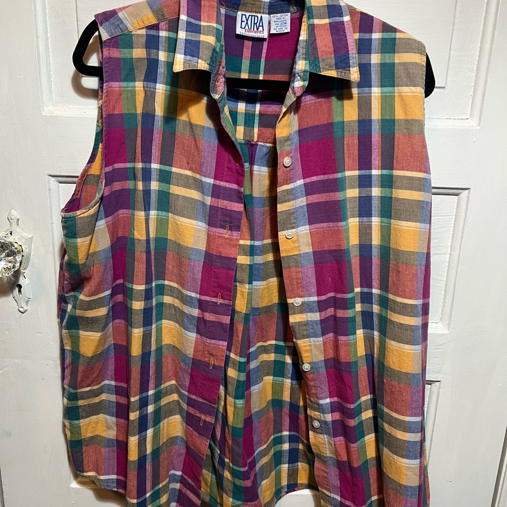 Multicolor Clowncore Plaid Sleeveless Blouse